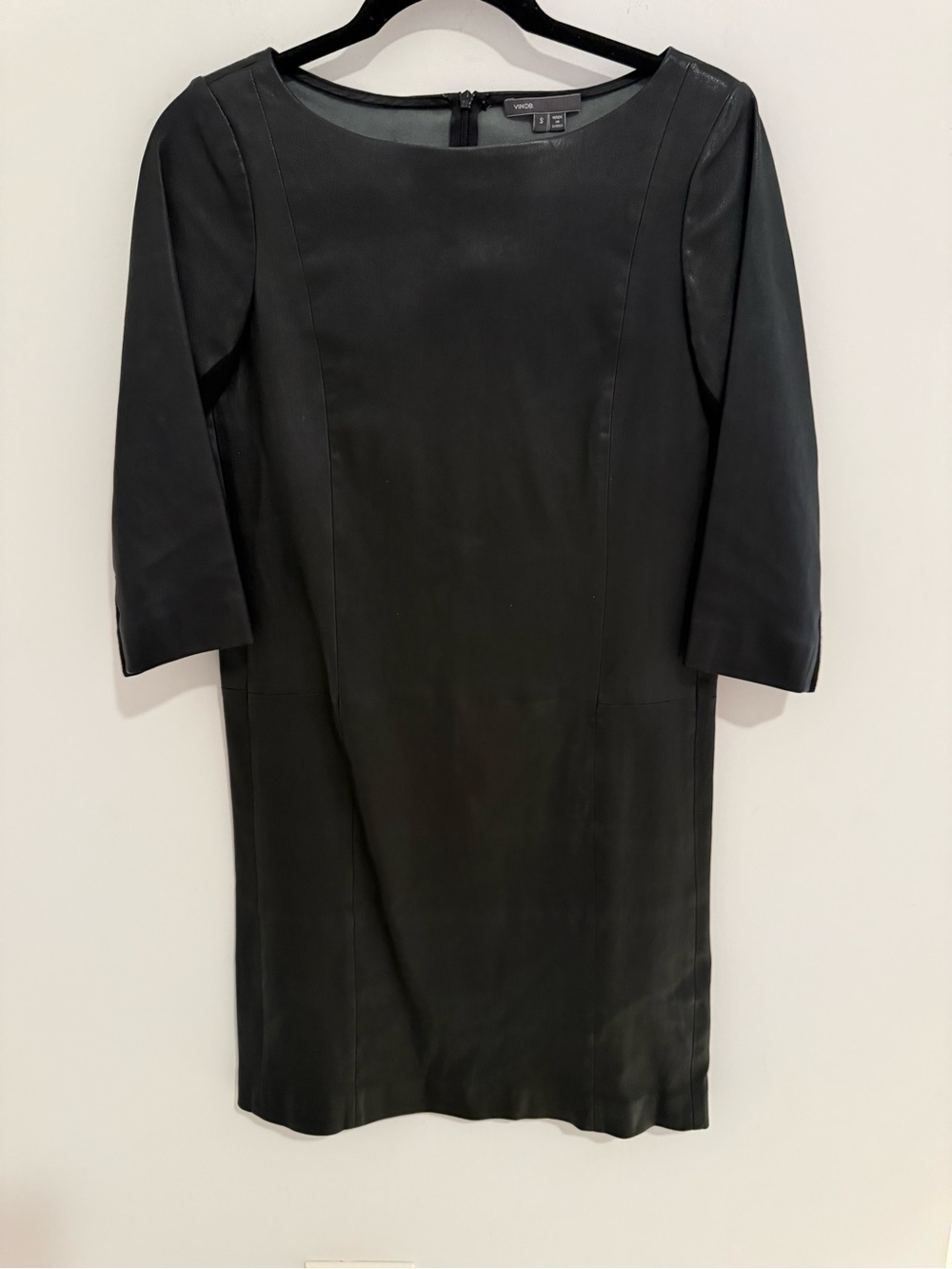 Vince Black Leather Mini Shift Dress Size Small - Picture 4 of 7
